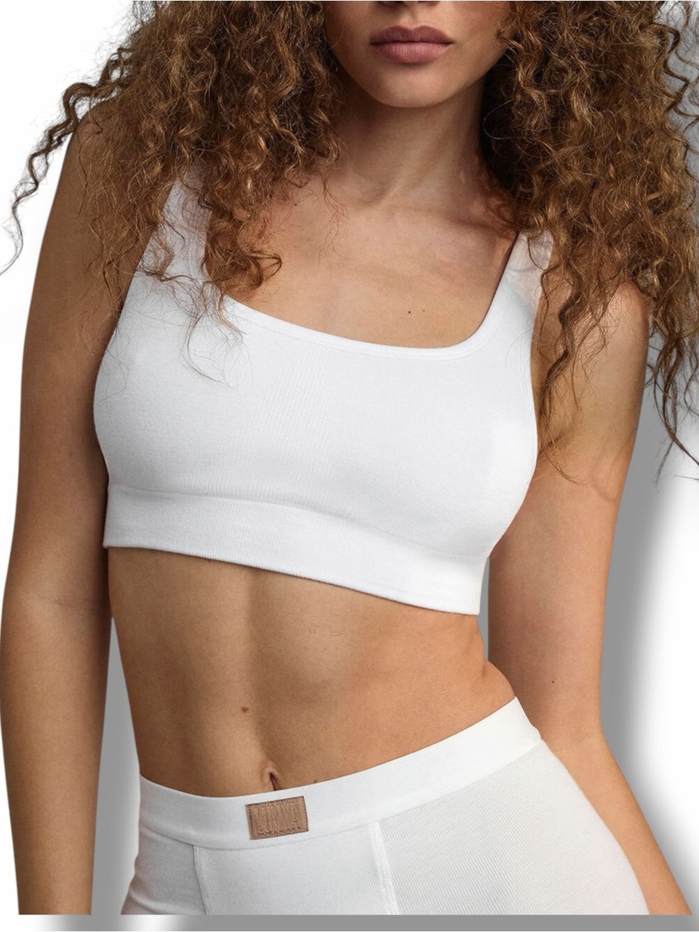 Lunya Seamless Modal Scoop Bralette in Sincere White size Large